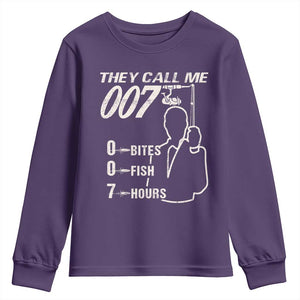 Funny Fishing Youth Sweatshirt They Call Me 007 Fisherman TS09 Purple Print Your Wear