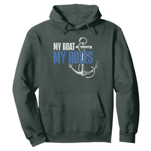 I'm The Captain Hoodie My Boat My Rules TS09 Dark Forest Green Print Your Wear