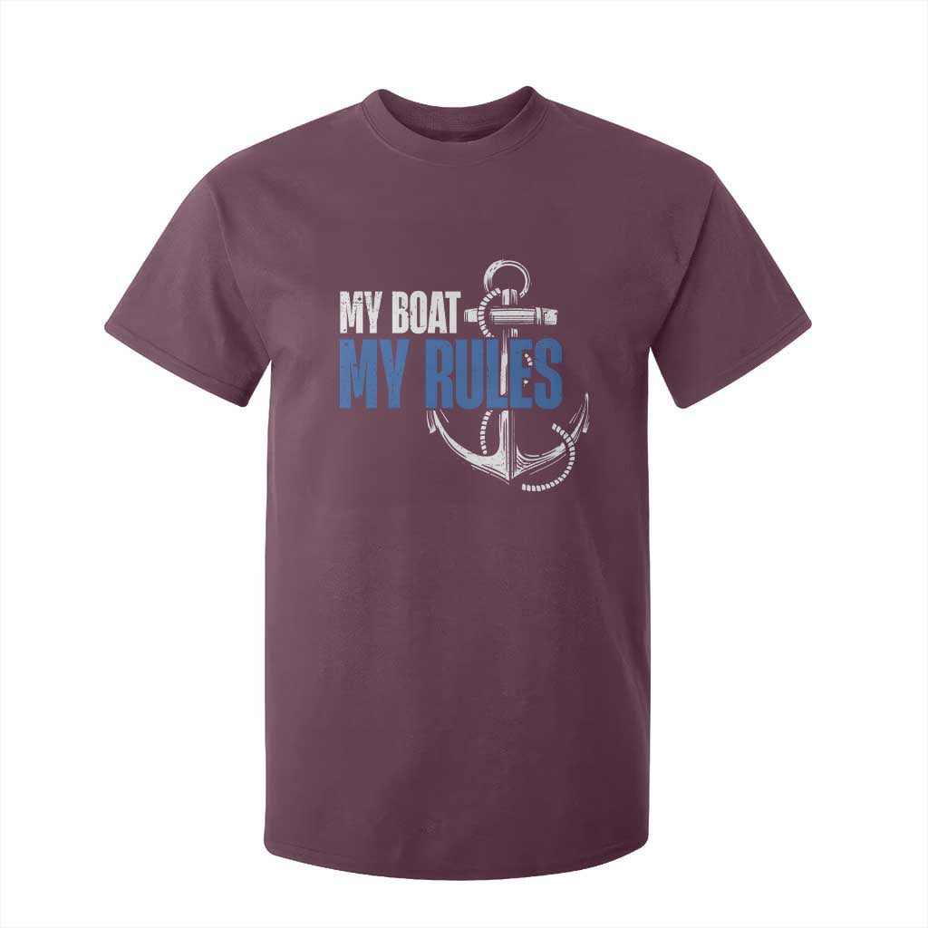 I'm The Captain T Shirt For Kid My Boat My Rules TS09 Maroon Print Your Wear