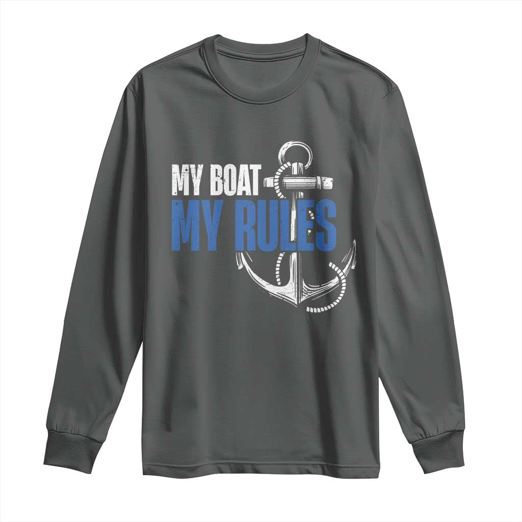 I'm The Captain Long Sleeve Shirt My Boat My Rules TS09 Dark Heather Print Your Wear