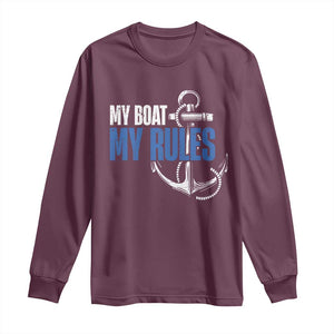 I'm The Captain Long Sleeve Shirt My Boat My Rules TS09 Maroon Print Your Wear