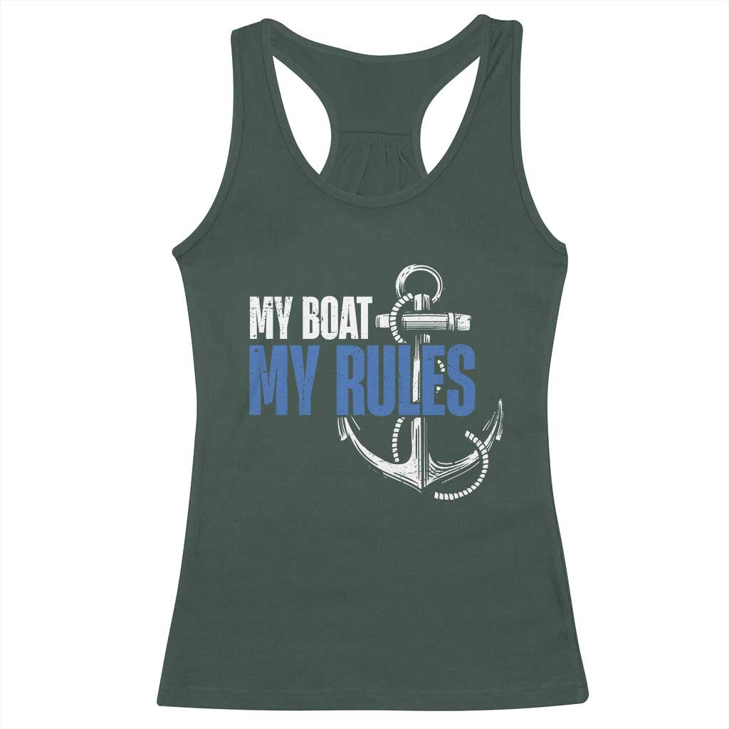 I'm The Captain Racerback Tank Top My Boat My Rules TS09 Dark Forest Green Print Your Wear