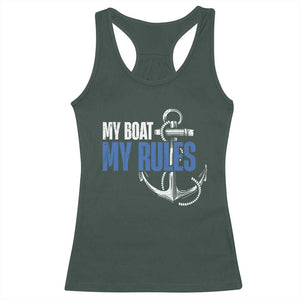 I'm The Captain Racerback Tank Top My Boat My Rules TS09 Dark Forest Green Print Your Wear