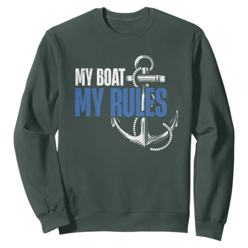 I'm The Captain Sweatshirt My Boat My Rules TS09 Dark Forest Green Print Your Wear