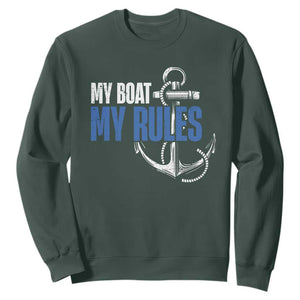 I'm The Captain Sweatshirt My Boat My Rules TS09 Dark Forest Green Print Your Wear