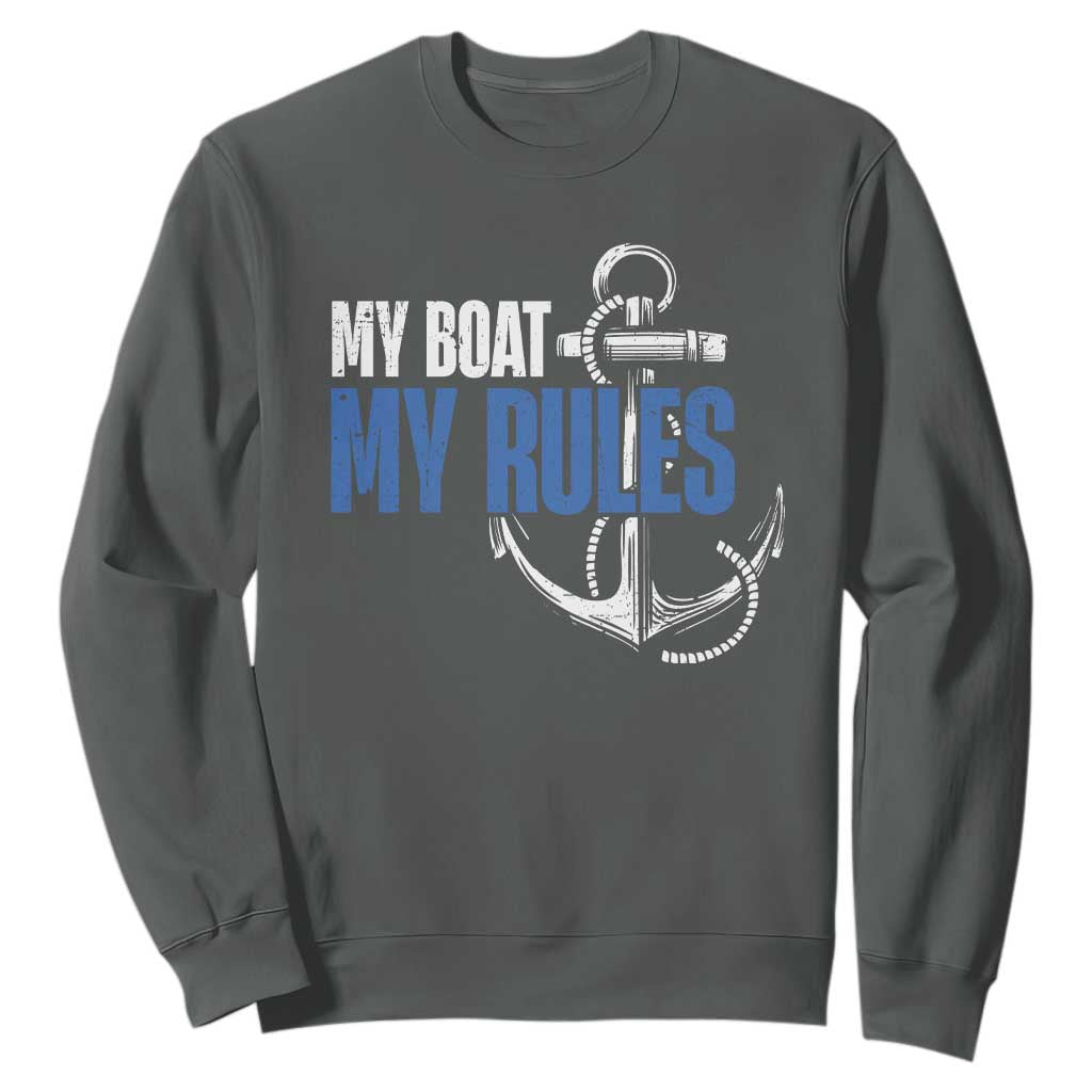 I'm The Captain Sweatshirt My Boat My Rules TS09 Dark Heather Print Your Wear