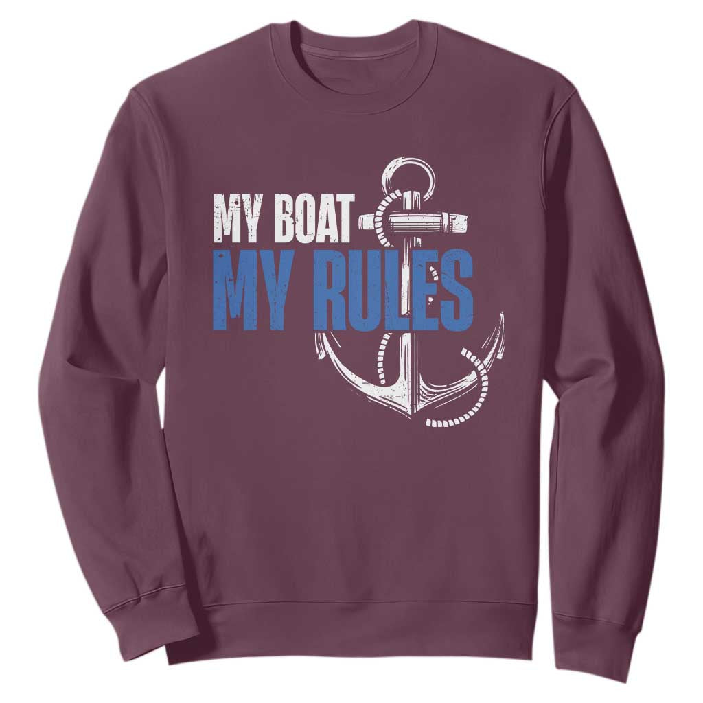 I'm The Captain Sweatshirt My Boat My Rules TS09 Maroon Print Your Wear