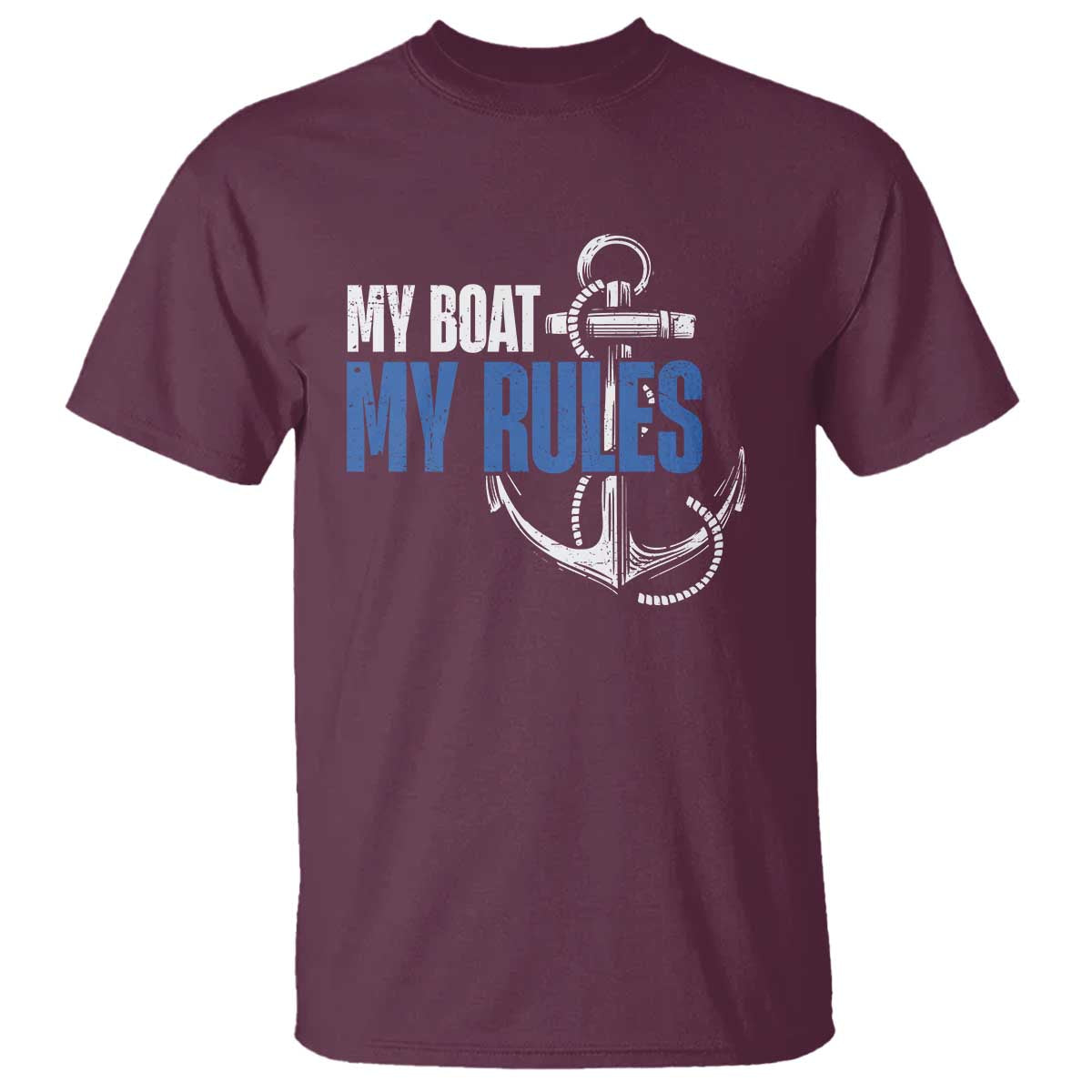 I'm The Captain T Shirt My Boat My Rules TS09 Maroon Print Your Wear