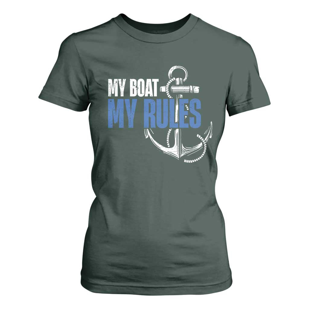 I'm The Captain T Shirt For Women My Boat My Rules TS09 Dark Forest Green Print Your Wear