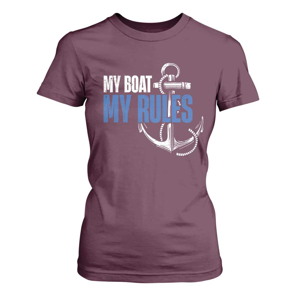 I'm The Captain T Shirt For Women My Boat My Rules TS09 Maroon Print Your Wear