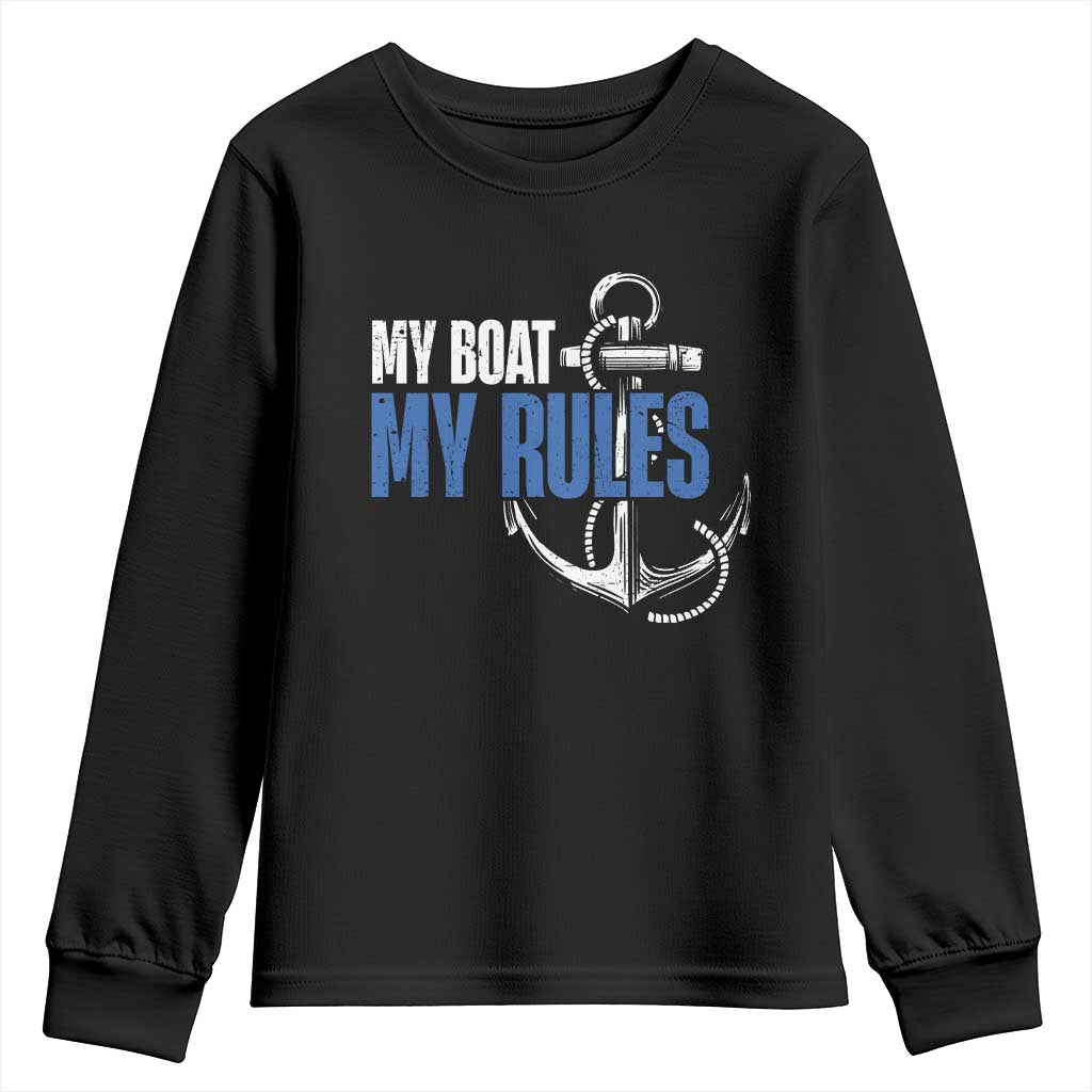 I'm The Captain Youth Sweatshirt My Boat My Rules TS09 Black Print Your Wear