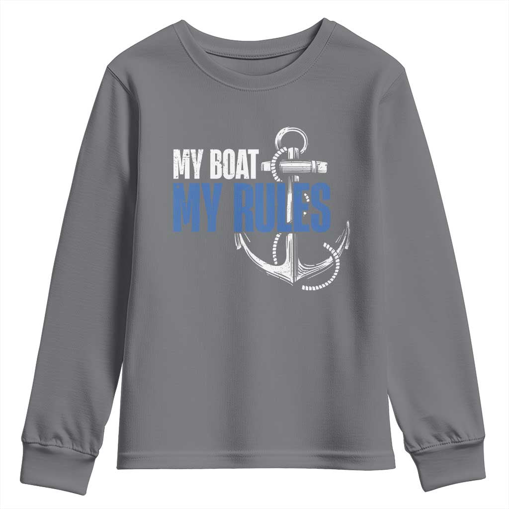 I'm The Captain Youth Sweatshirt My Boat My Rules TS09 Charcoal Print Your Wear
