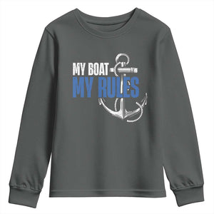 I'm The Captain Youth Sweatshirt My Boat My Rules TS09 Dark Heather Print Your Wear