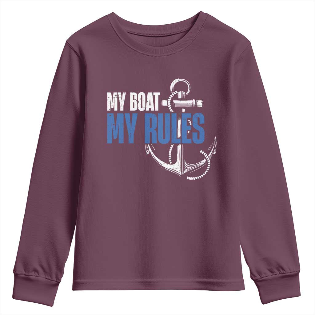 I'm The Captain Youth Sweatshirt My Boat My Rules TS09 Maroon Print Your Wear