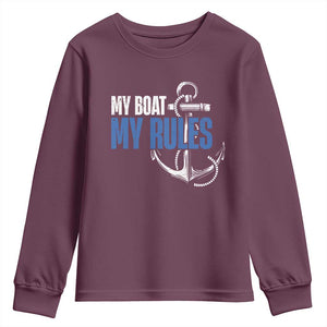 I'm The Captain Youth Sweatshirt My Boat My Rules TS09 Maroon Print Your Wear