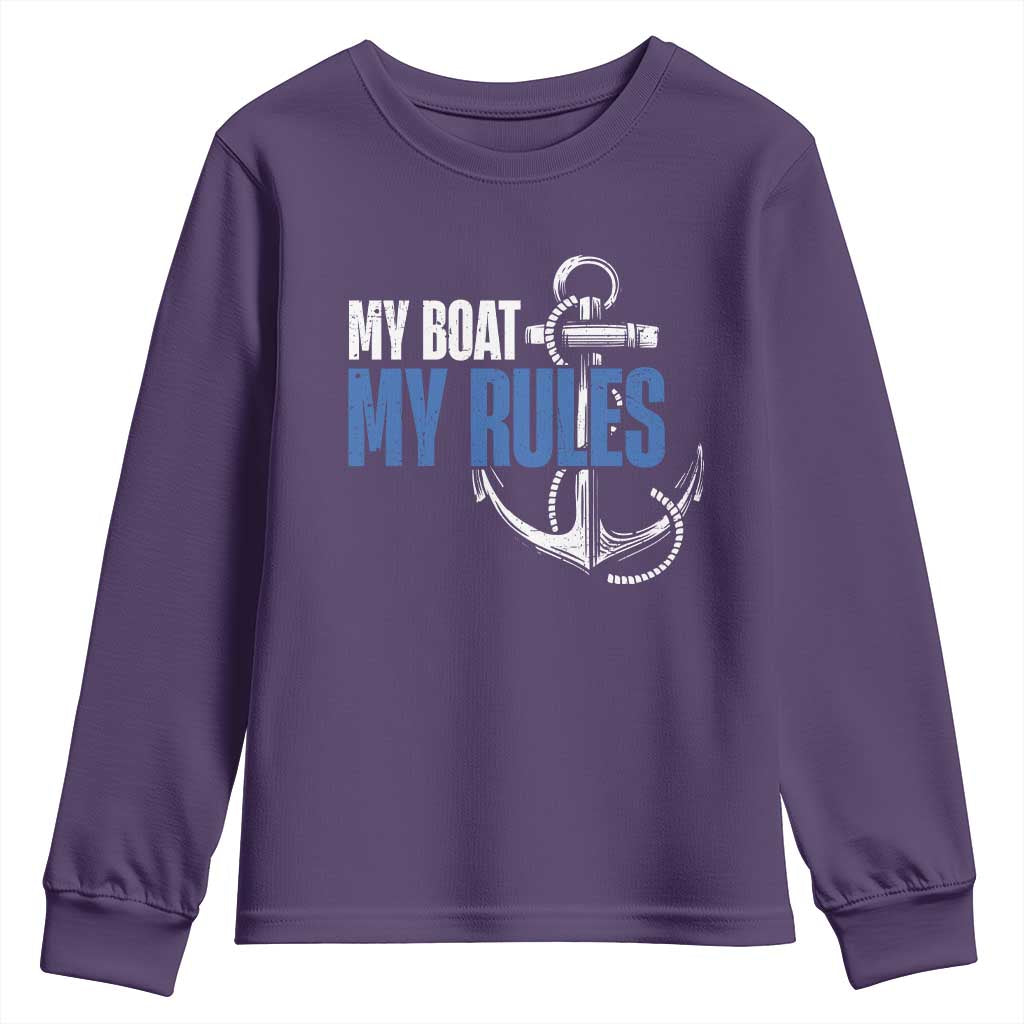 I'm The Captain Youth Sweatshirt My Boat My Rules TS09 Purple Print Your Wear