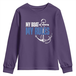 I'm The Captain Youth Sweatshirt My Boat My Rules TS09 Purple Print Your Wear