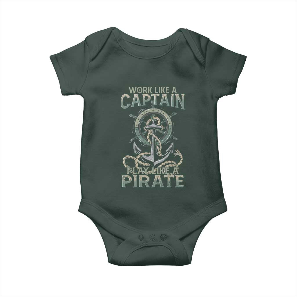 Funny Work Like A Captain Baby Onesie Play Like A Pirate TS09 Print Your Wear