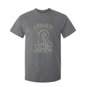 Funny Work Like A Captain T Shirt For Kid Play Like A Pirate TS09 Charcoal Print Your Wear