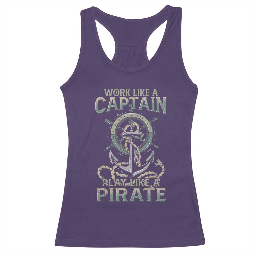 Funny Work Like A Captain Racerback Tank Top Play Like A Pirate TS09 Purple Print Your Wear
