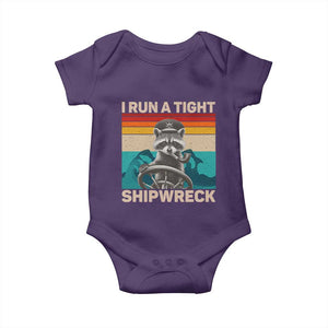 Funny Raccoon Captain Baby Onesie I Run A Tight Shipwreck TS09 Purple Print Your Wear