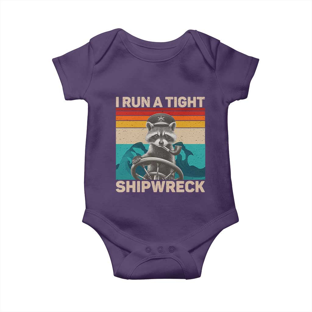 Funny Raccoon Captain Baby Onesie I Run A Tight Shipwreck TS09 Purple Print Your Wear