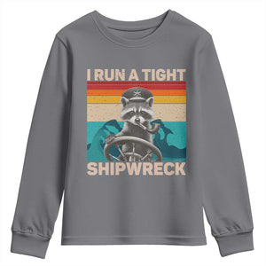 Funny Raccoon Captain Youth Sweatshirt I Run A Tight Shipwreck TS09 Charcoal Print Your Wear