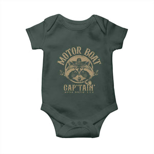Funny Raccoon Motor Boat Captain Baby Onesie TS09 Print Your Wear