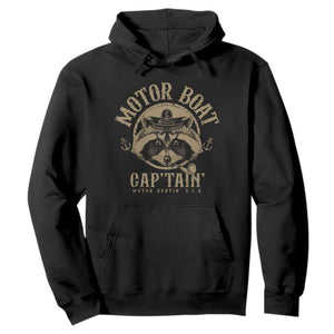 Funny Raccoon Motor Boat Captain Hoodie TS09 Black Print Your Wear