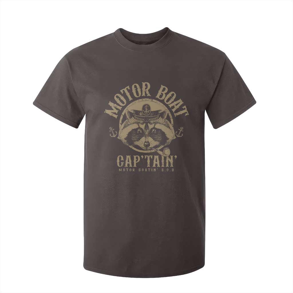 Funny Raccoon Motor Boat Captain T Shirt For Kid TS09 Dark Chocolate Print Your Wear