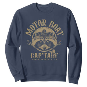 Funny Raccoon Motor Boat Captain Sweatshirt TS09 Navy Print Your Wear