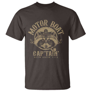 Funny Raccoon Motor Boat Captain T Shirt TS09 Dark Chocolate Print Your Wear