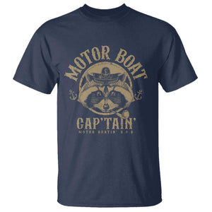 Funny Raccoon Motor Boat Captain T Shirt TS09 Navy Print Your Wear