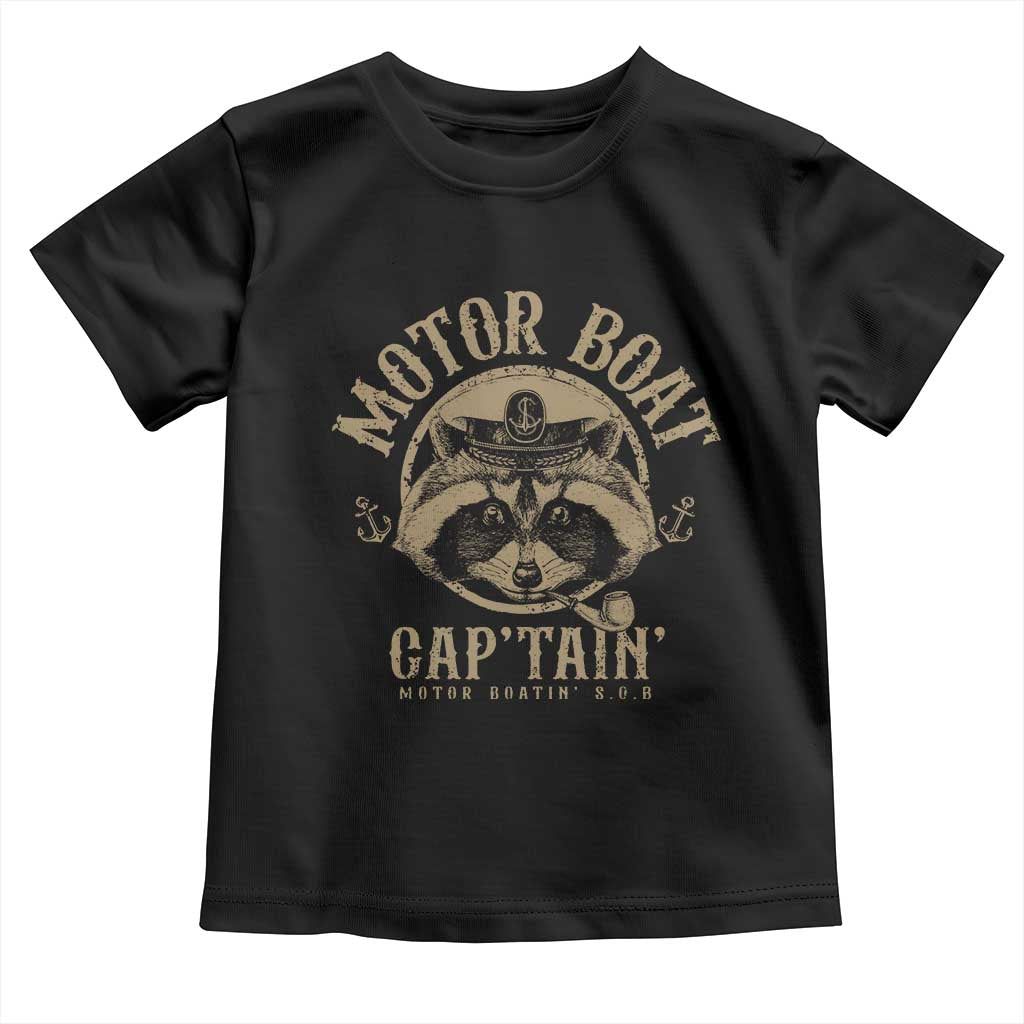 Funny Raccoon Motor Boat Captain Toddler T Shirt TS09 Black Print Your Wear