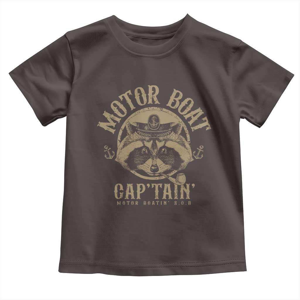 Funny Raccoon Motor Boat Captain Toddler T Shirt TS09 Dark Chocolate Print Your Wear