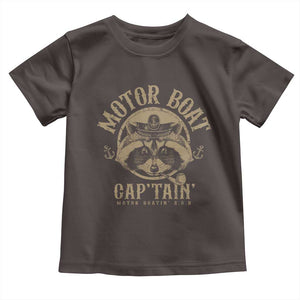 Funny Raccoon Motor Boat Captain Toddler T Shirt TS09 Dark Chocolate Print Your Wear