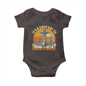 It's A Good Day To Drink On A Boat Baby Onesie Retro Sunset TS09 Dark Chocolate Print Your Wear