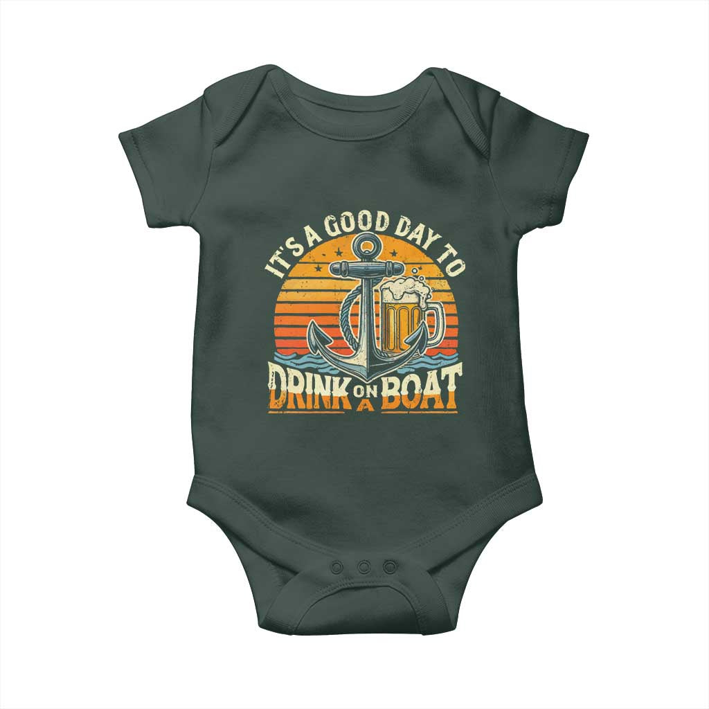It's A Good Day To Drink On A Boat Baby Onesie Retro Sunset TS09 Print Your Wear