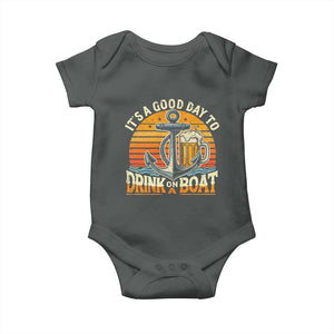 It's A Good Day To Drink On A Boat Baby Onesie Retro Sunset TS09 Dark Heather Print Your Wear