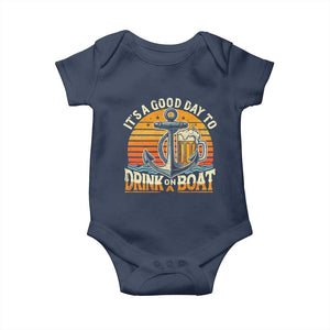 It's A Good Day To Drink On A Boat Baby Onesie Retro Sunset TS09 Navy Print Your Wear