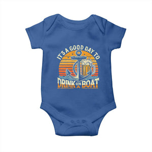 It's A Good Day To Drink On A Boat Baby Onesie Retro Sunset TS09 Royal Blue Print Your Wear