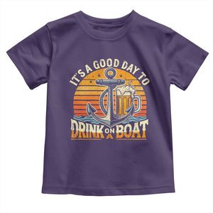 It's A Good Day To Drink On A Boat Toddler T Shirt Retro Sunset TS09 Purple Print Your Wear