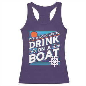It's A Good Day To Drink On A Boat Racerback Tank Top TS09 Purple Print Your Wear