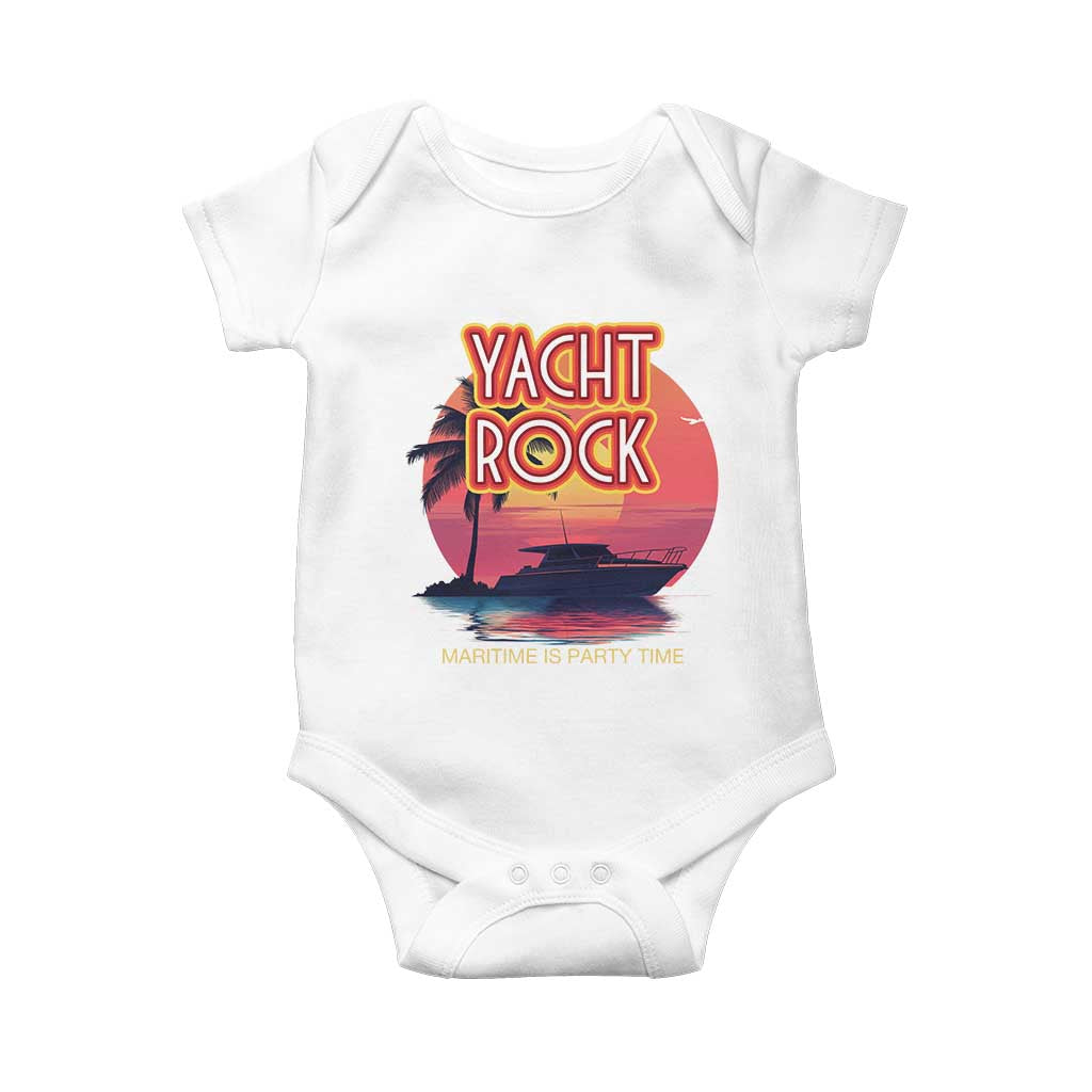 Yacht Rock Party Baby Onesie Boat Drinking Maritime Is Party Time TS09 White Print Your Wear