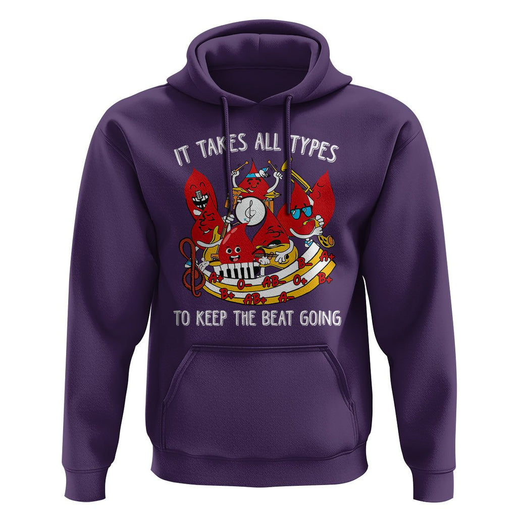 Phlebotomist Hoodie It Takes All Types To Keep The Beat Going TS09 Purple Printyourwear