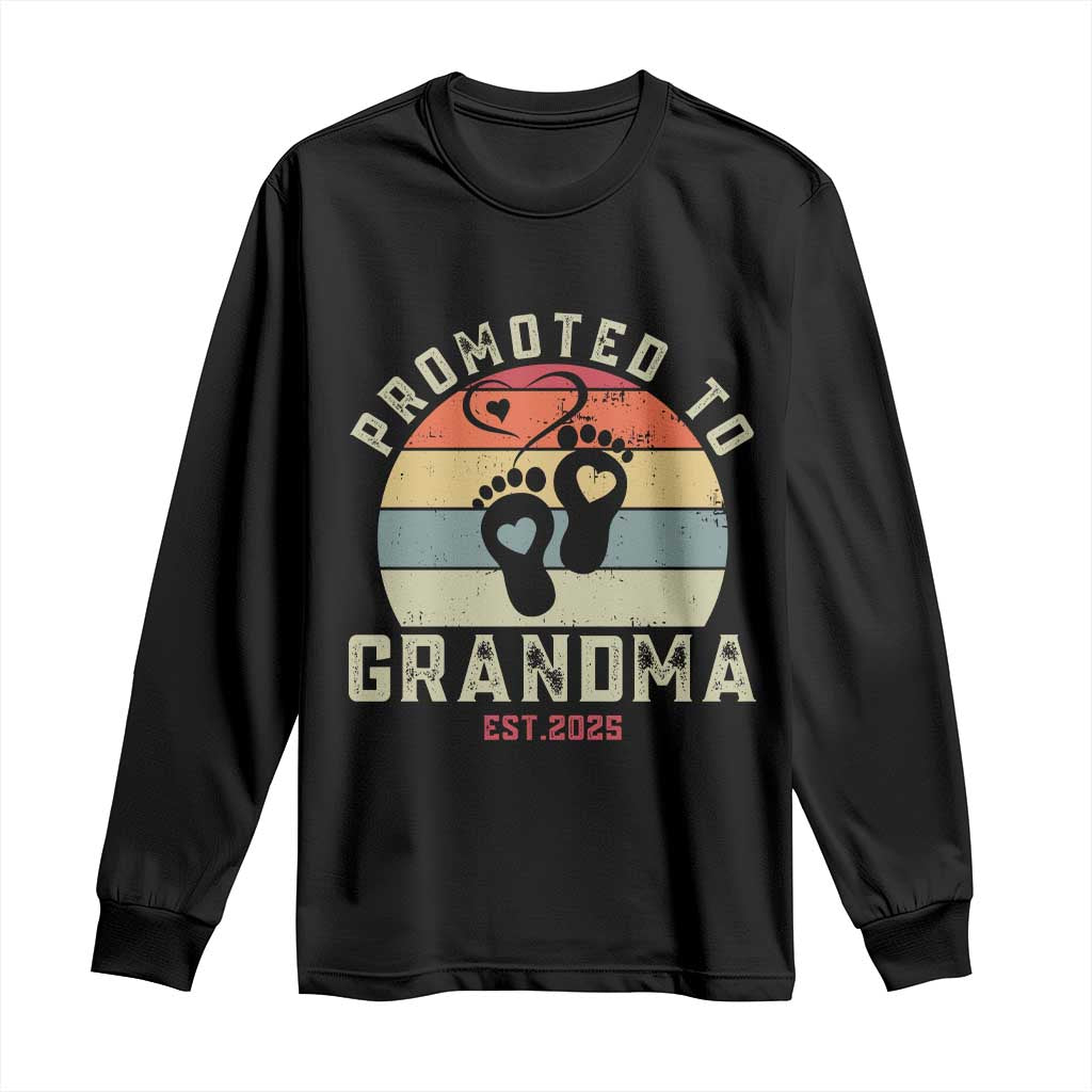 Retro Promoted To Grandma est 2025 Long Sleeve Shirt TS09 Black Print Your Wear