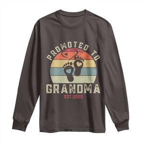 Retro Promoted To Grandma est 2025 Long Sleeve Shirt TS09 Dark Chocolate Print Your Wear