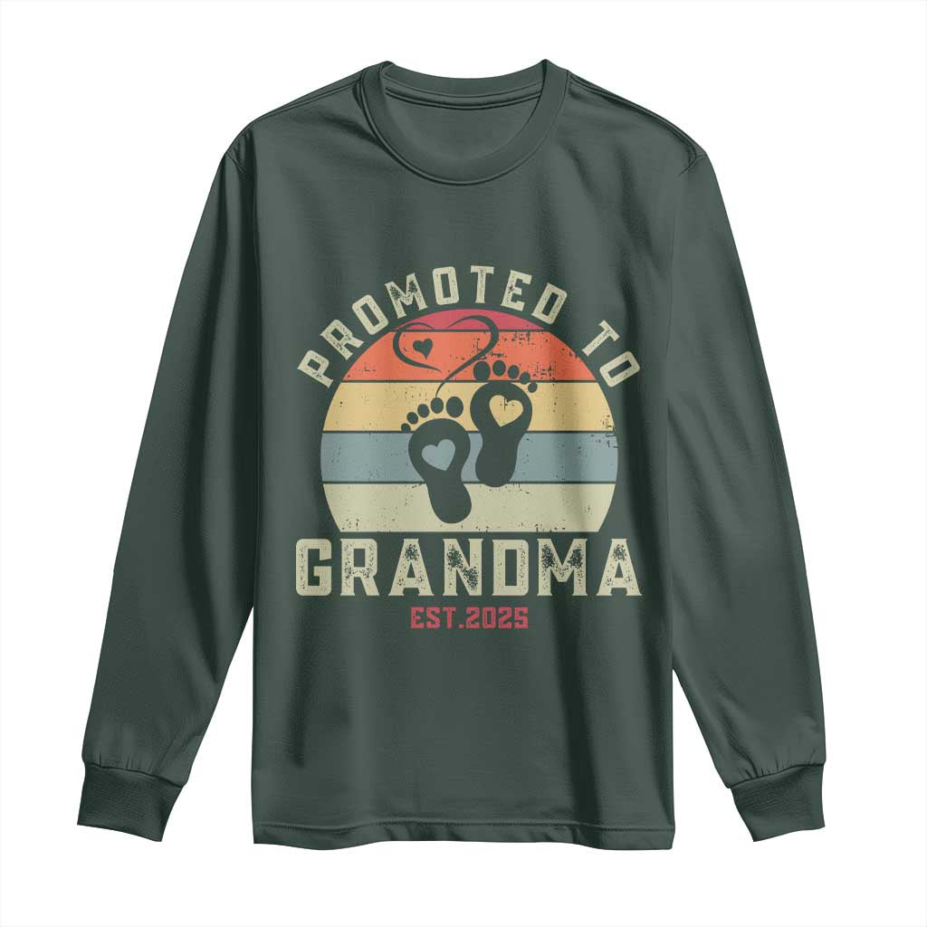 Retro Promoted To Grandma est 2025 Long Sleeve Shirt TS09 Dark Forest Green Print Your Wear