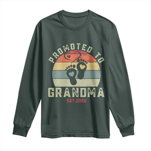 Retro Promoted To Grandma est 2025 Long Sleeve Shirt TS09 Dark Forest Green Print Your Wear