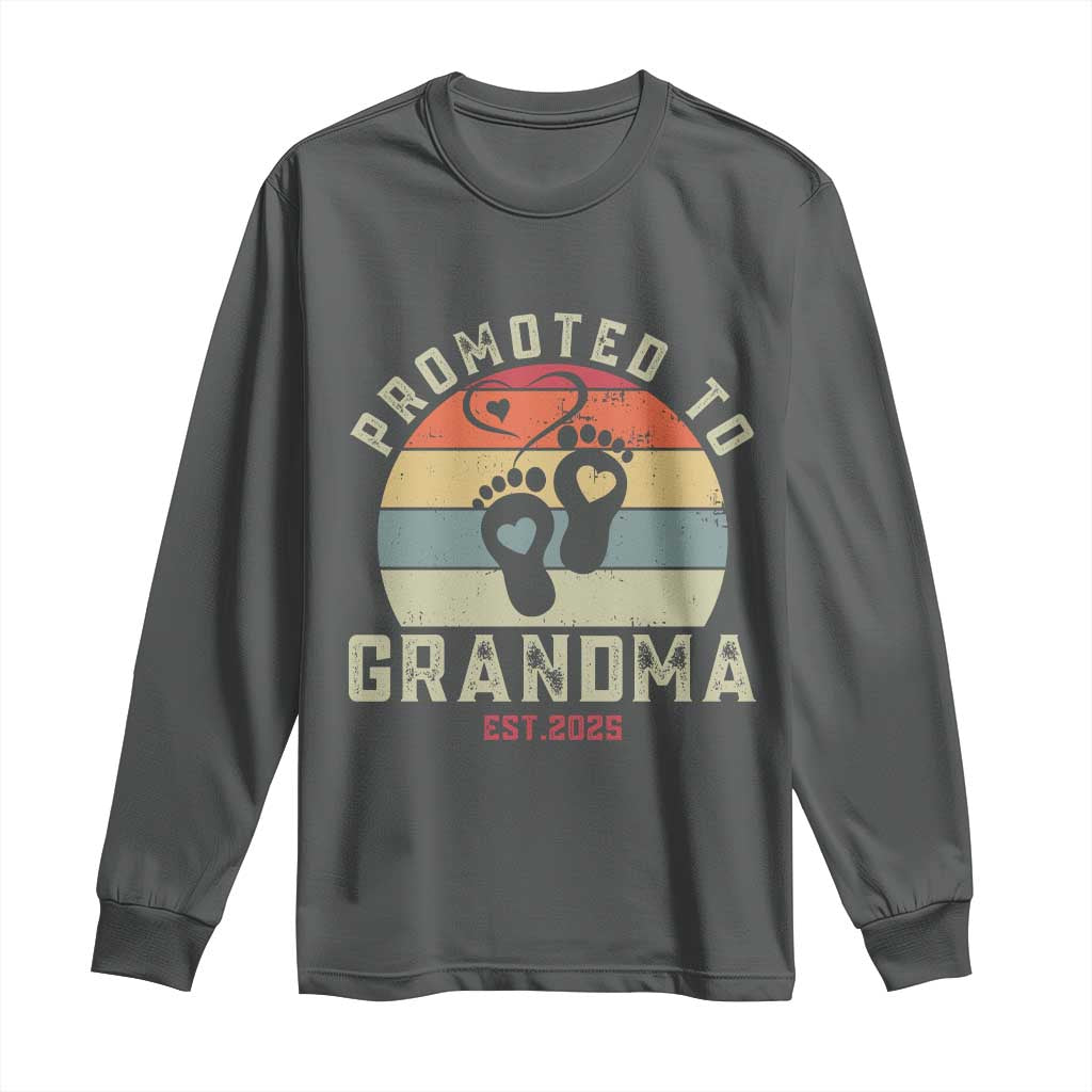 Retro Promoted To Grandma est 2025 Long Sleeve Shirt TS09 Dark Heather Print Your Wear